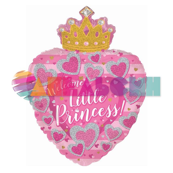 Шар фигура Сердце с короной Welcome little Princess CTI24"/61см (США) 434249HV