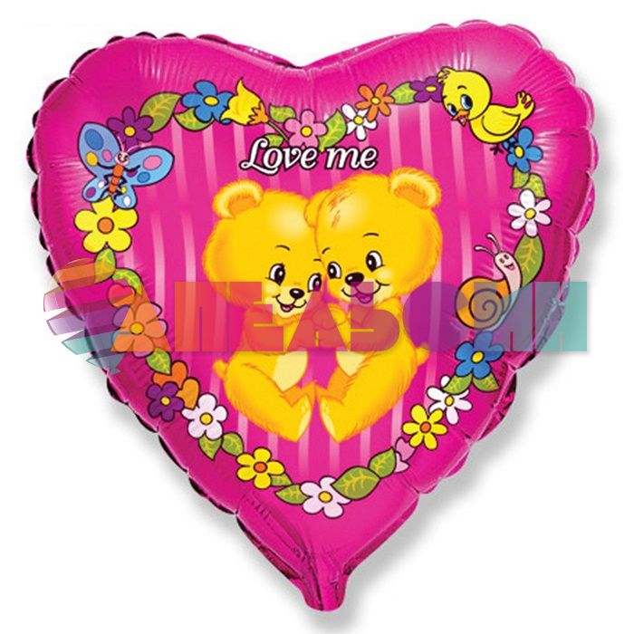 Шар фольга Мишки Love me F18"/46см сердце (Испания) 1260858