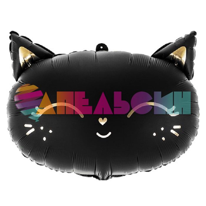Шар голова Котенок магический черный FL19"/48см (Китай) Н294 19578
