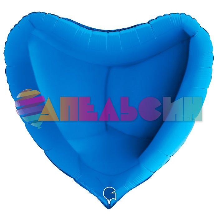 Шар сердце Синий G09"/23см (Италия) 09000B