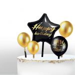 Топпер HB Шарики черно-золотые 6шт/уп картон 9770333