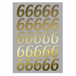 Наклейка цифра Золото 6 05см 25шт/уп 1968-05-зол-6