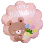 Шар фольга HB Мишка с букетом FL18"/46см (Китай) цветок 26797