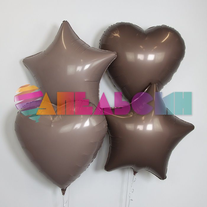 Шар звезда Бежевый AG30"/76см какао Cocoa (Россия) сатин 221165