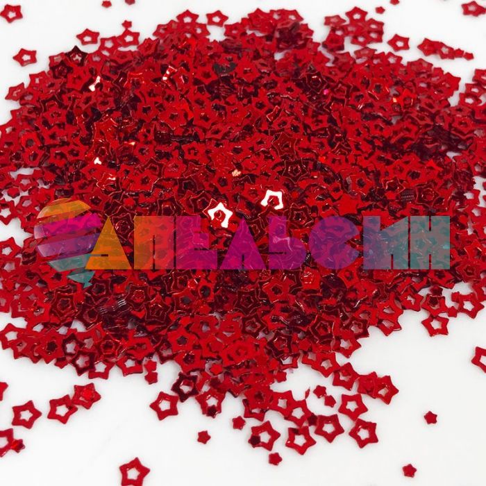 Конфетти Красный звезда 0,5см пластик 17гр 6014709