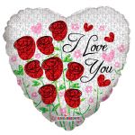 Шар фольга ILY Букет роз K18"/45см cердце (Мексика) голография 19413-18-РАСПРОДАЖА