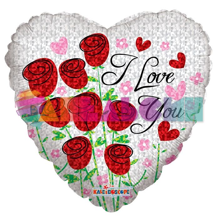 Шар фольга ILY Букет роз K18"/45см cердце (Мексика) голография 19413-18-РАСПРОДАЖА