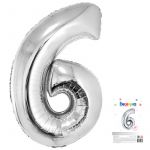 Шар цифра Серебро ВХ34"/86см 6 (Китай) 317-34-6-S-QX