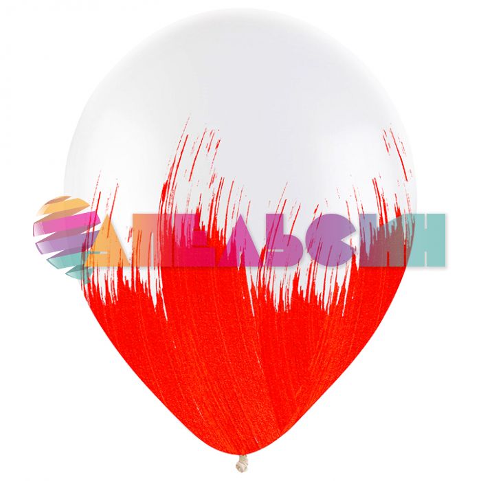 Шар латекс Браш красный на прозрачном 12"/30см 10шт/уп (Турция) 8122144-10