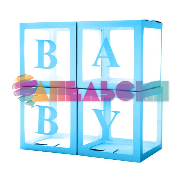 Коробка Блок Голубой BABY 4шт/уп для шаров 617653