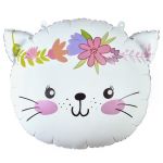 Шар голова Котенок в цветах FL23"/58см (Китай) 21992