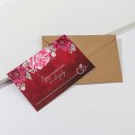 Приглашение на свадьбу Конверт крафт Цветы марсала 11,5х16см 3695432