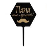 Топпер Папа ты лучший 12х17см пластик 6900935 615171