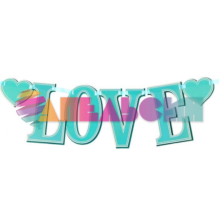 Гирлянда LOVE бирюза 105см картон 1313084