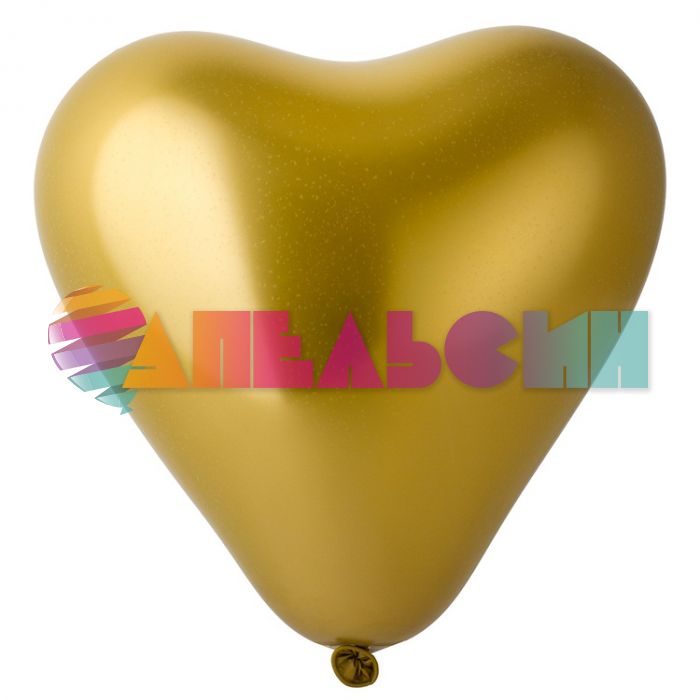 Шар сердце Е12"/30см Золото 25шт/уп (Китай) хром 1105-0422