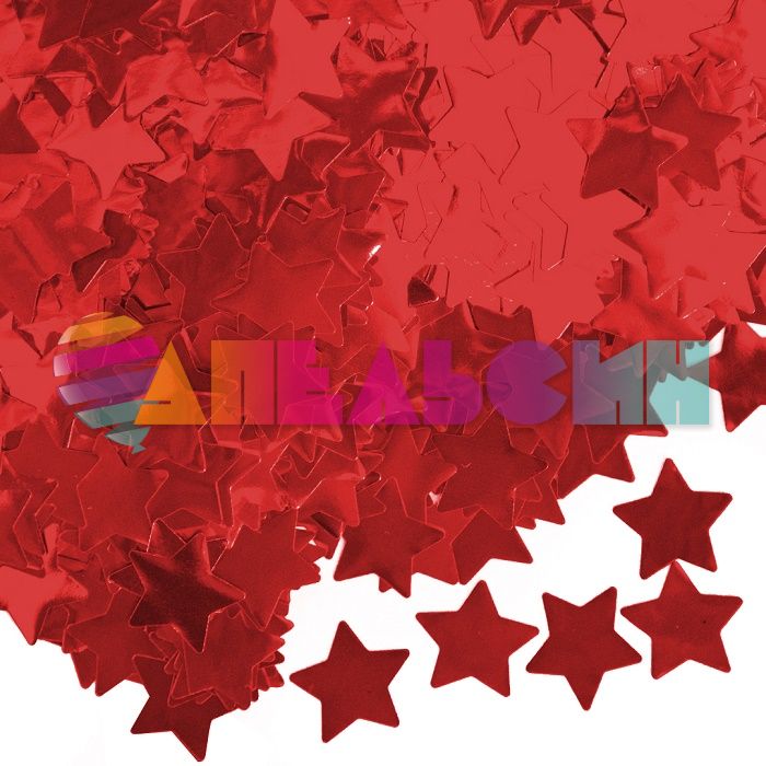 Конфетти Красный звезда 1,5см фольга 50гр 6015205