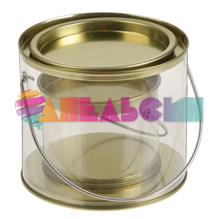 Тубус Банка краски золото 8,5х10см 2шт/уп 2489672-1-РАСПРОДАЖА
