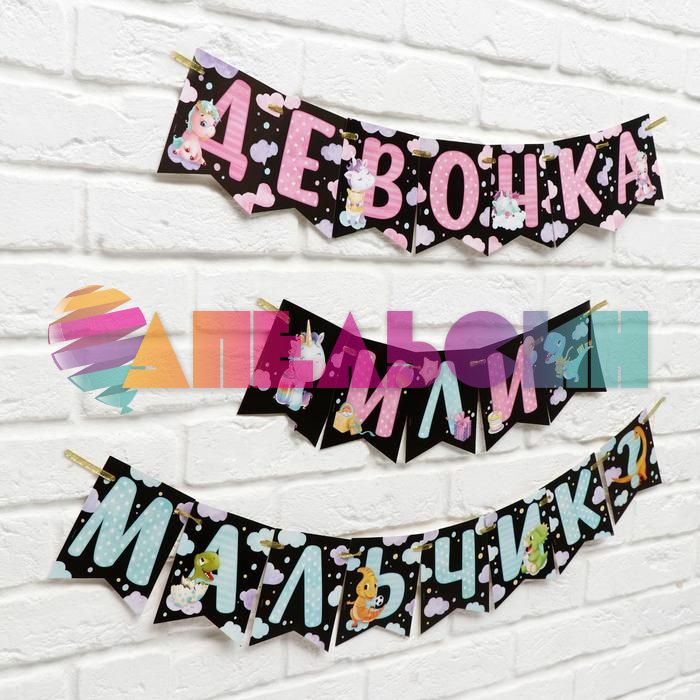 Гирлянда Девочка или Мальчик? 240см картон 6935568