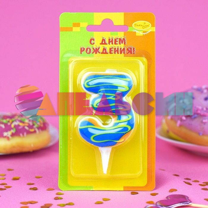 Свеча для торта Пончик 3 6058029