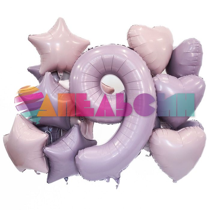 Шар сердце Розовый AG19"/48см Пыльная роза (Россия) глянец 224739