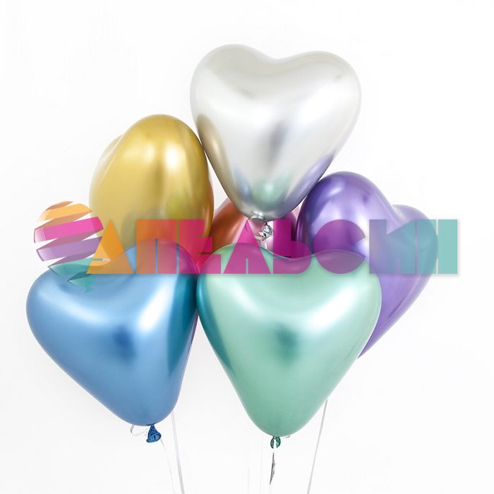 Шар сердце Д12"/25см Розовый 50шт/уп (Китай) хром 609005