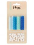 Свеча для торта Голубой 6см МИКС 24шт/уп с держателями 802701
