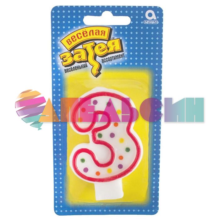Свеча для торта Конфетти 3 1502-0141