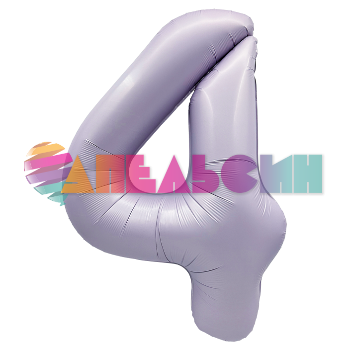 Шар цифра Сиреневый FL40"/102см 4 (Китай) сатин 23974