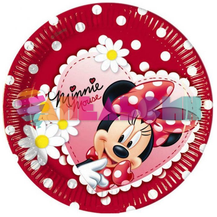 Тарелка Минни Маус/ Minnie Mouse Ромашки 20см 8шт/уп картон 1502-0984