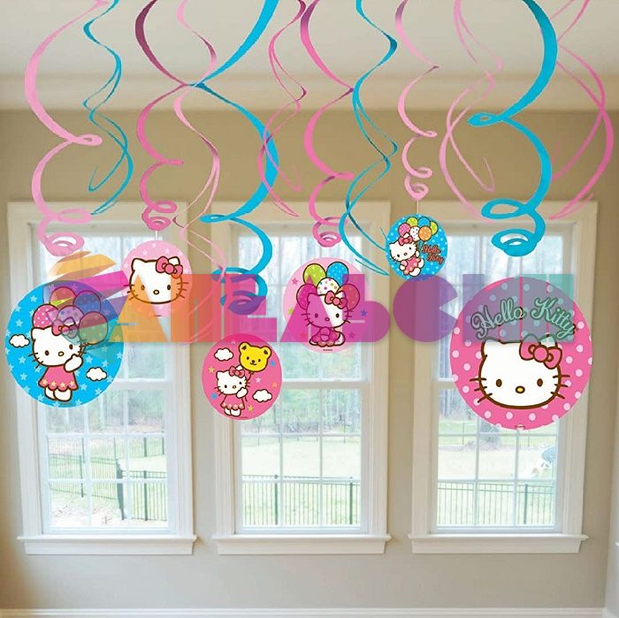 Подвеска Хеллоу Китти/ Hello Kitty 46-60см 12шт/уп спираль 1501-1624