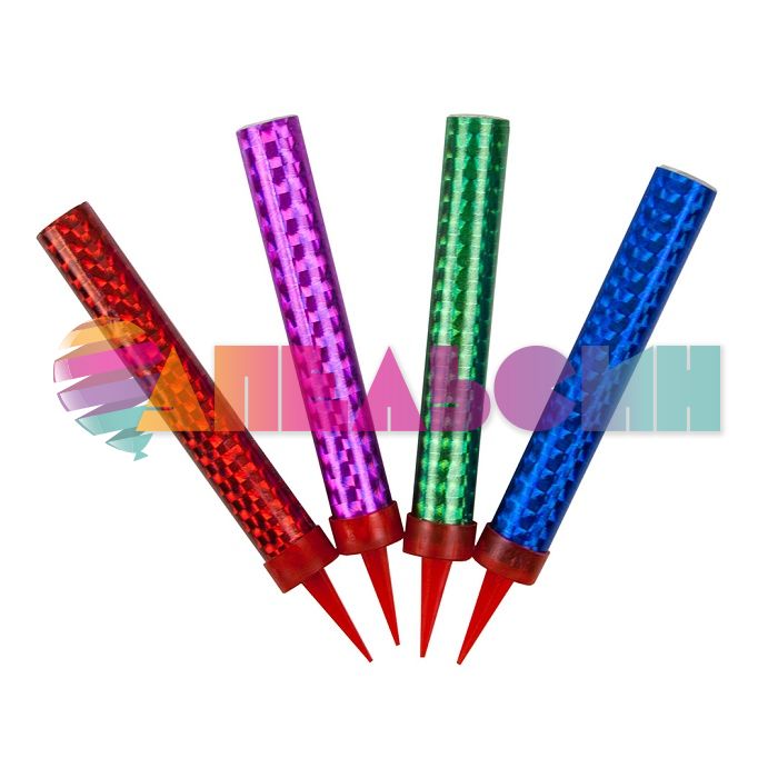 Фонтан в торт Ассорти 10см 30сек 4шт/уп цветное пламя JFTS10-30C/4