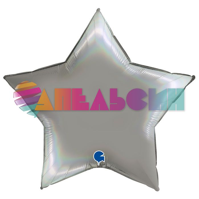 Шар звезда Серебро G36"/91см платиновое (Италия) голография 362P01RHPu