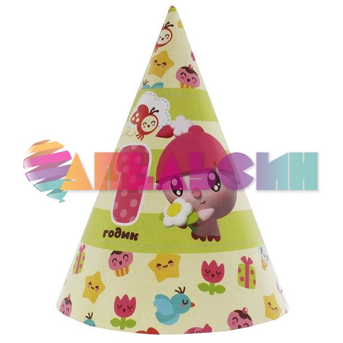 Колпак 1 годик Малышарики 6шт/уп 1501-2831