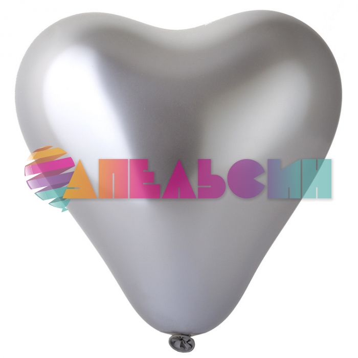 Шар сердце Е12"/30см Серебро 25шт/уп (Китай) хром 1105-0424