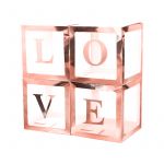 Коробка Блок Розовое золото LOVE металлик 4шт/уп для шаров 617651