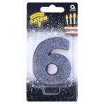 Свеча для торта Глиттер черный 6 1502-4664