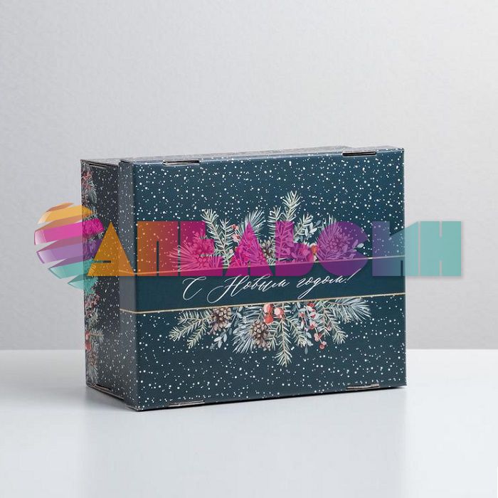 Коробка Новогодние ветки 25,5х31х16см складная 6968980