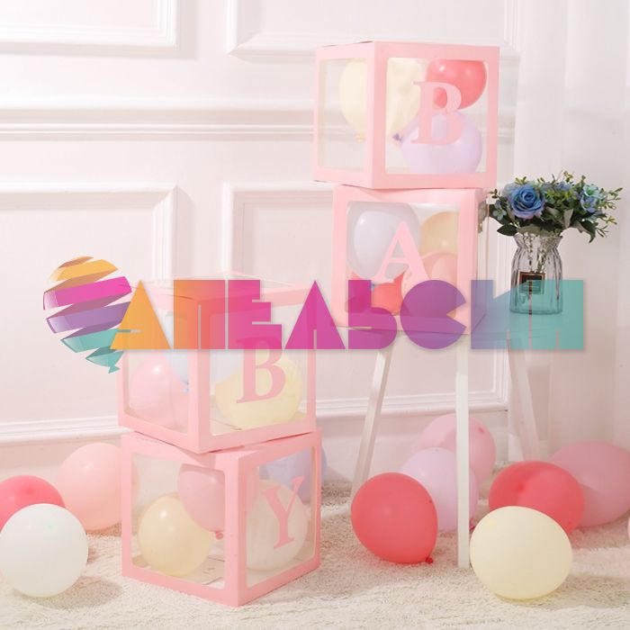 Коробка Блок Розовый нежный BABY 4шт/уп для шаров 617654