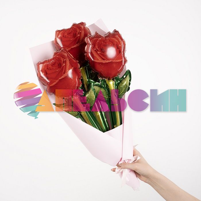 Мини фигура Цветок роза красный FL17"/43см (Китай) с клапаном 25044