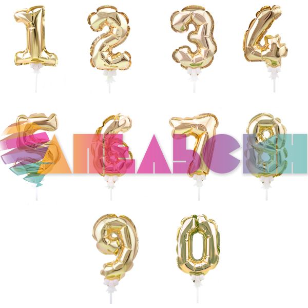 Шар цифра Золото Т07"/18см 2 (Китай) 190015-2-G