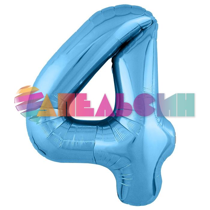 Шар цифра Голубой AG40"/102см холодный 4 Slim (Россия) 755297