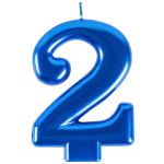Свеча для торта Синий металлик 2 1502-6106