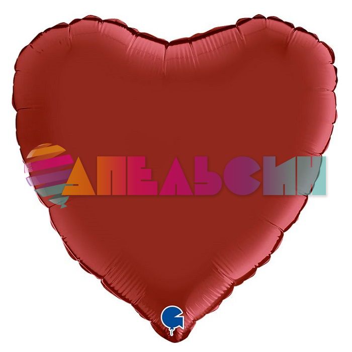 Шар сердце Красный G18"/46см рубиновый (Италия) сатин 180S05RR