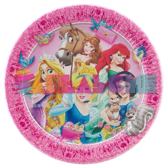 Тарелка Принцессы/ Disney Princess и животные 23см 8шт/уп картон 1502-1501