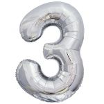 Шар цифра Серебро FL34"/86см ЭКО 3 (Китай) 21543