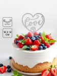 Топпер LOVE сердце блеск серебро 10х16см дерево 10092455
