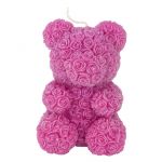 Cвеча Мишка в розах розовый 7х8,5см 3902