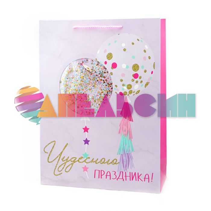 Пакет Чудесного праздника 31х42х12см с конфетти 1930-XL