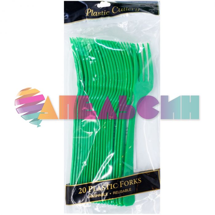 Вилка Зеленый Festive Green 20шт/уп пластик 1502-3234