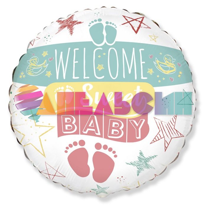 Шар фольга Welcome Sweet Baby F18"/48см (Испания) 401593